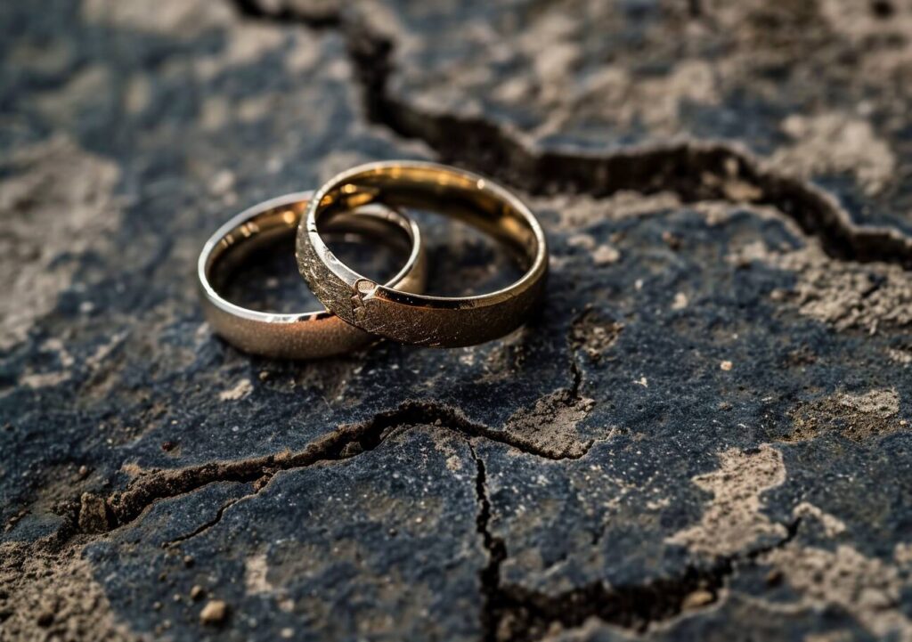 grounds for divorce in Kenya: golden wedding rings on a floor 