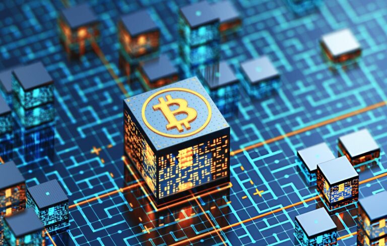 blockchain cryptocurrency bitcoin cube concept